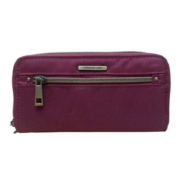Travelon Women’s Red RFID Blocking Wristlet Wallet With Zippered Pocket