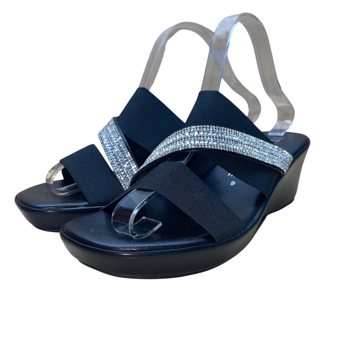 Italian Shoemakers Women’s Black Rhinestone Embellished Boom Sandals Size 9