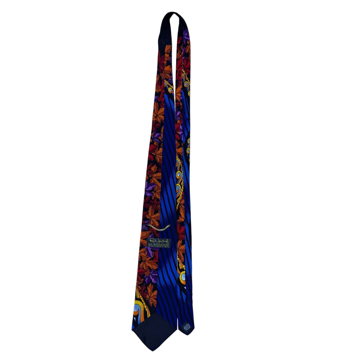 Rush Limbaugh No Boundaries SilBlue & Multi-Color Silk Tie Abstract Leaf Striped