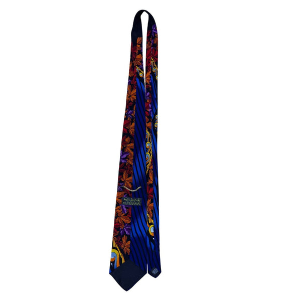 Rush Limbaugh No Boundaries SilBlue & Multi-Color Silk Tie Abstract Leaf Striped