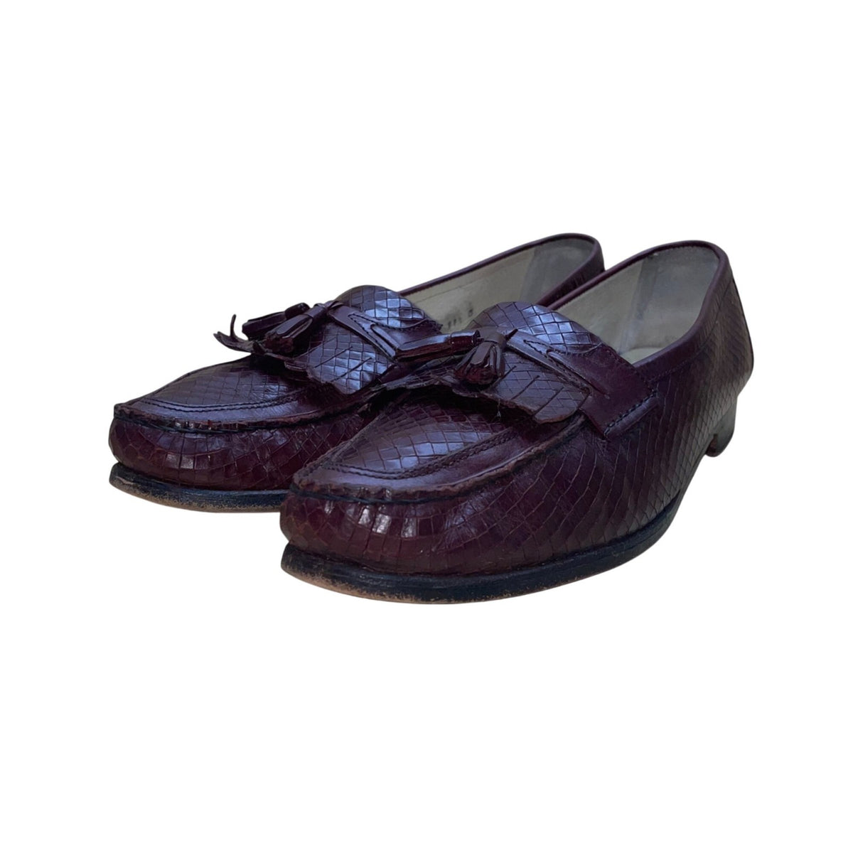 Johnston & Murphy Men’s Burgundy Leather Woven Tassel Loafer Shoes Sz 11.5M