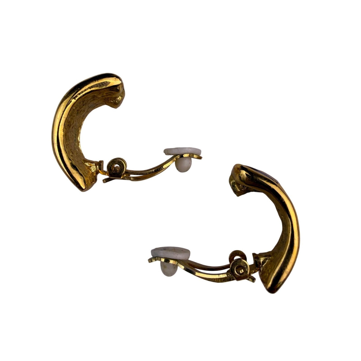 Vintage Unknown Womens Gold Tone Black Enamel Clip-On Earrings