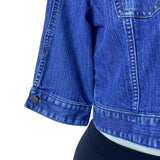 Loft Womens Medium Blue Denim Button Front Cropped Jacket 3/4 Sleeve Cotton