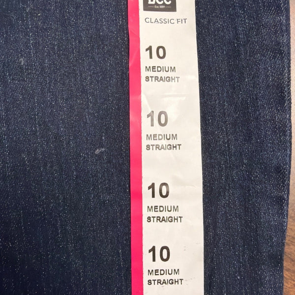 Lee Womens Dark Wash Denim Straight Leg Pants Classic Fit Mid-Rise Size 10 M