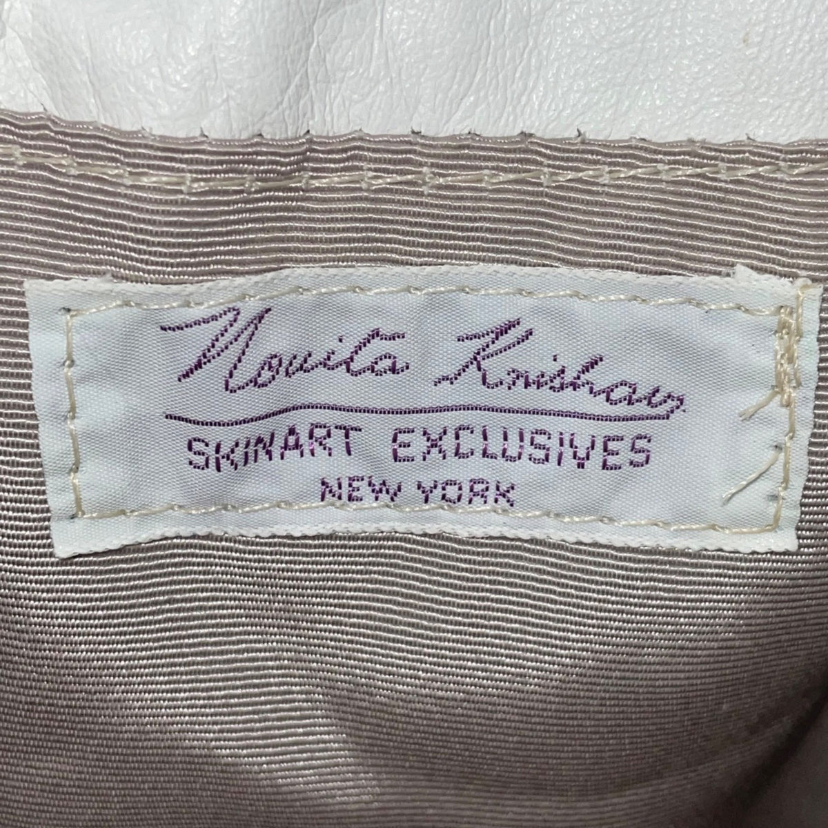 Novita Krishan Women’s White Snakeskin Embossed Rhinestone Clasp Crossbody Bag