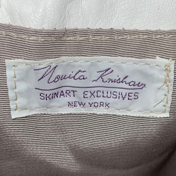 Novita Krishan Women’s White Snakeskin Embossed Rhinestone Clasp Crossbody Bag