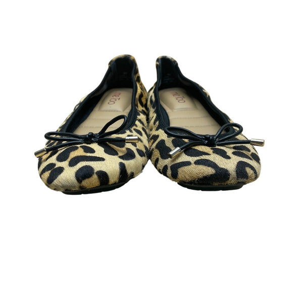 Me Too Women’s Brown & Black Leather Animal Print Halle Ballet Flats Size 9M
