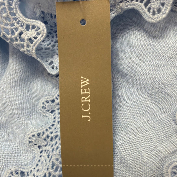 J.Crew Womens Light Blue Linen Dress Adjustable Straps Embroidered Lace Size P0