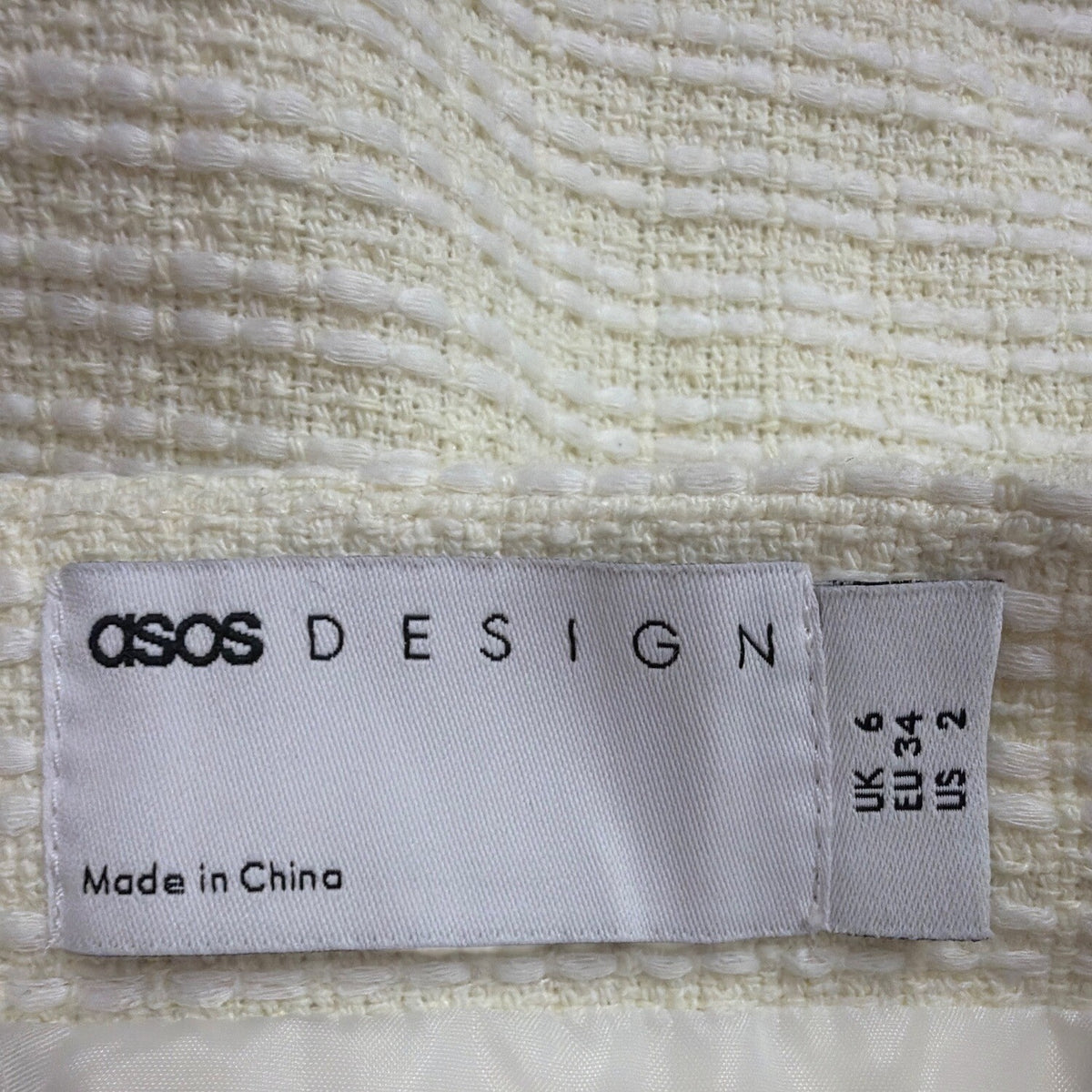 Asos Women Cream Cotton-Blend Textured Mini Skirt With Side Slits Size 2