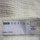 Asos Women Cream Cotton-Blend Textured Mini Skirt With Side Slits Size 2