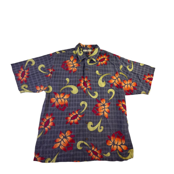 Tommy Bahama Mens Multicolor Silk Floral Hawaiian Shirt Casual Button-Down Sz M