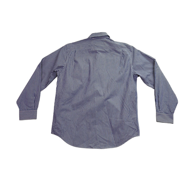 Michael Kors Mens Blue Striped Long Sleeve Button-Up Shirt Size L