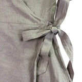 Lu•Ciee Womens Beige Linen Wrap Dress Eco-Friendly Summer Tie Waist Sz S