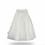 Vintage Womens Off-White Pleated Full Midi Skirt Elastic Waist Casual Wear