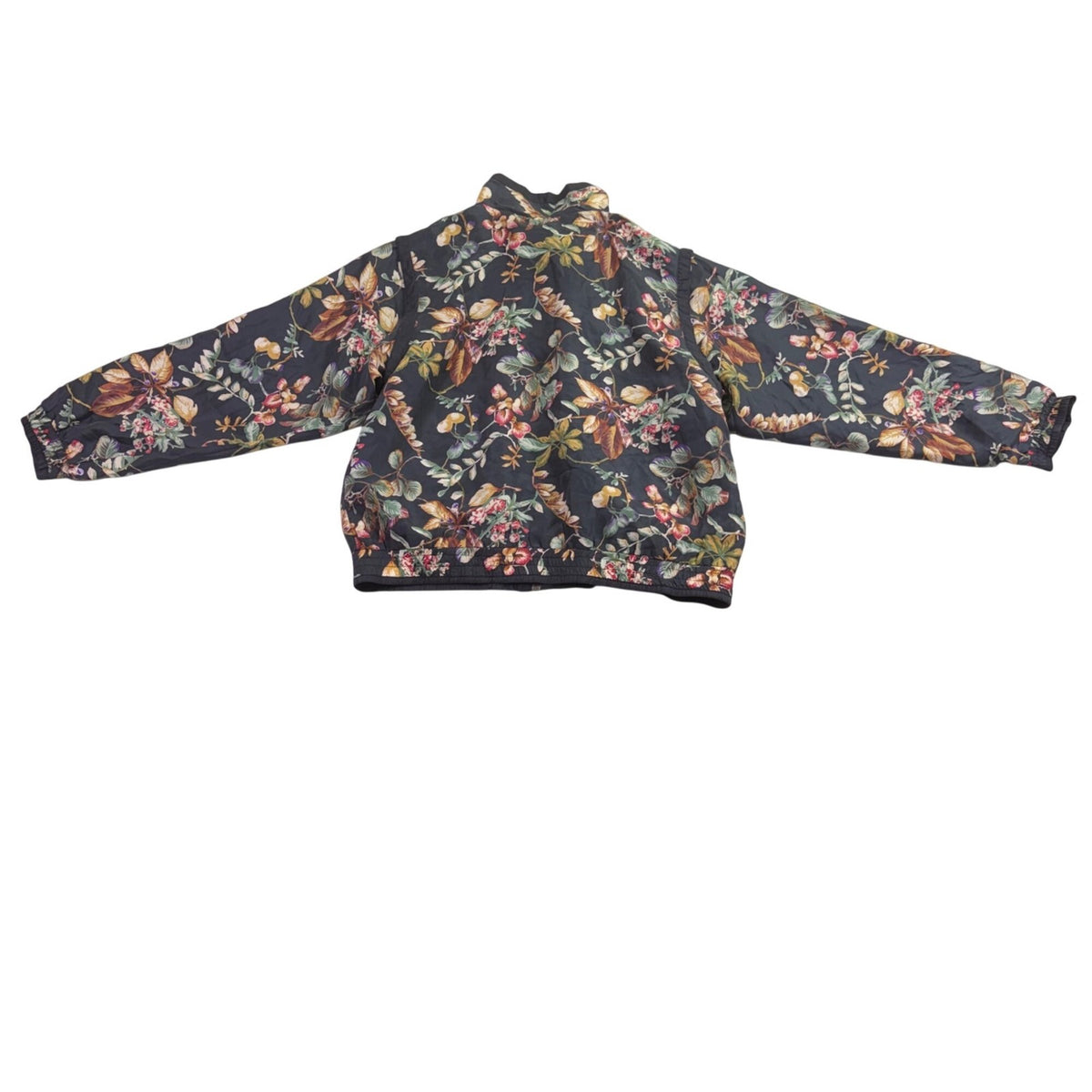 Lavon Womens Black Silk Floral Pattern Bomber Jacket Lightweight Lining Size L