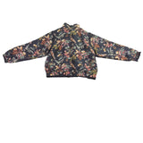 Lavon Womens Black Silk Floral Pattern Bomber Jacket Lightweight Lining Size L