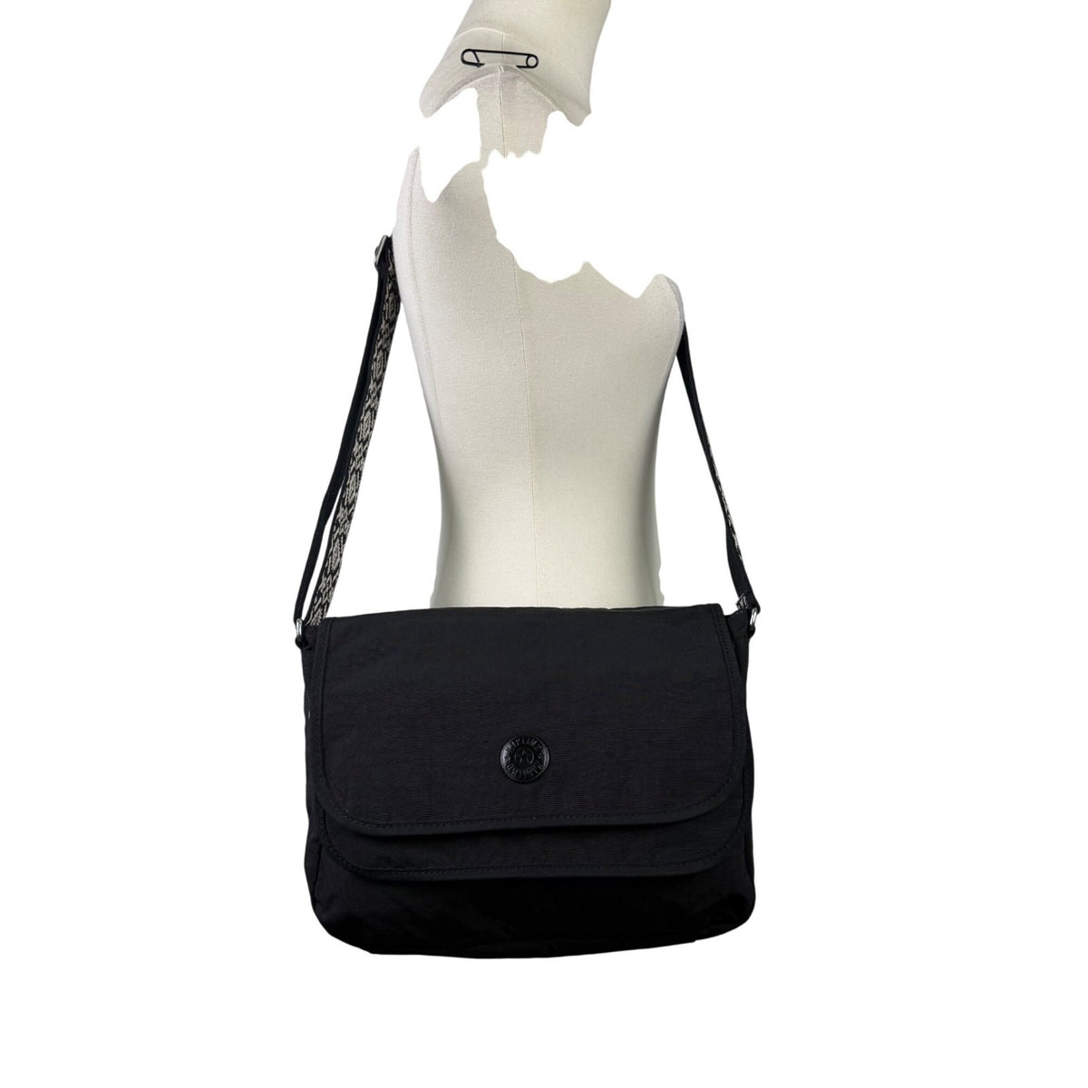 Kipling Womens Black Nylon Adjustable Strap With Patterned Strap Crossbody Bag