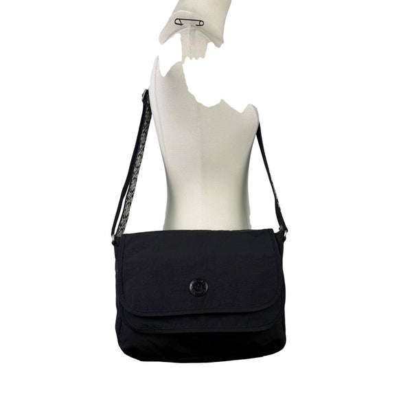 Kipling Womens Black Nylon Adjustable Strap With Patterned Strap Crossbody Bag