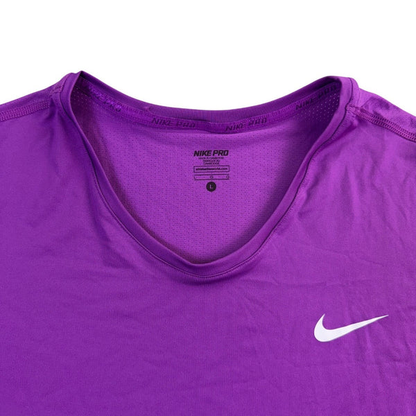 Nike Womens Purple Dri-Fit Pro Tee Shirt Athletic Top  Size L