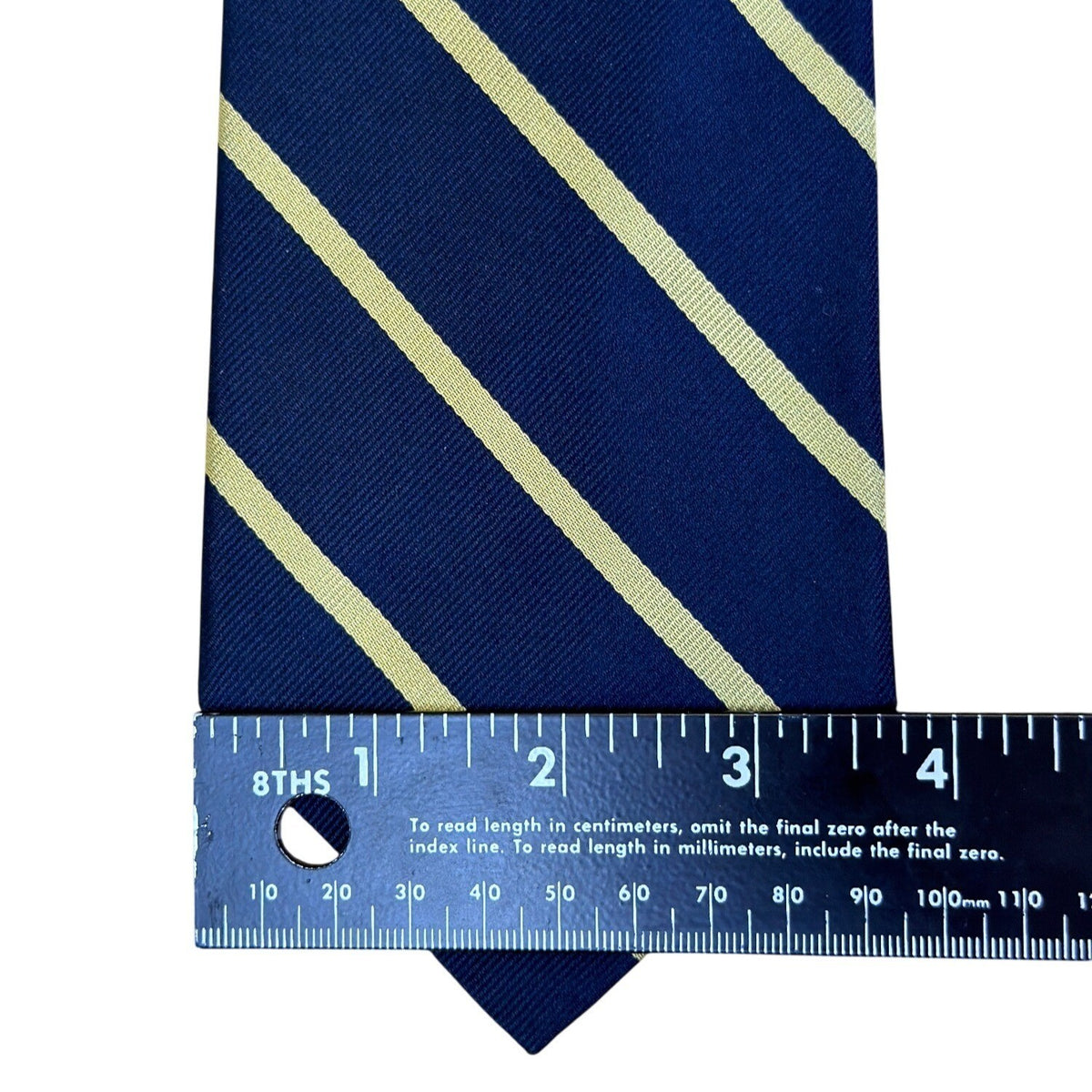 Vintage Brooks Brothers Mens Navy & Yellow Silk Striped Tie Handmade USA Classi