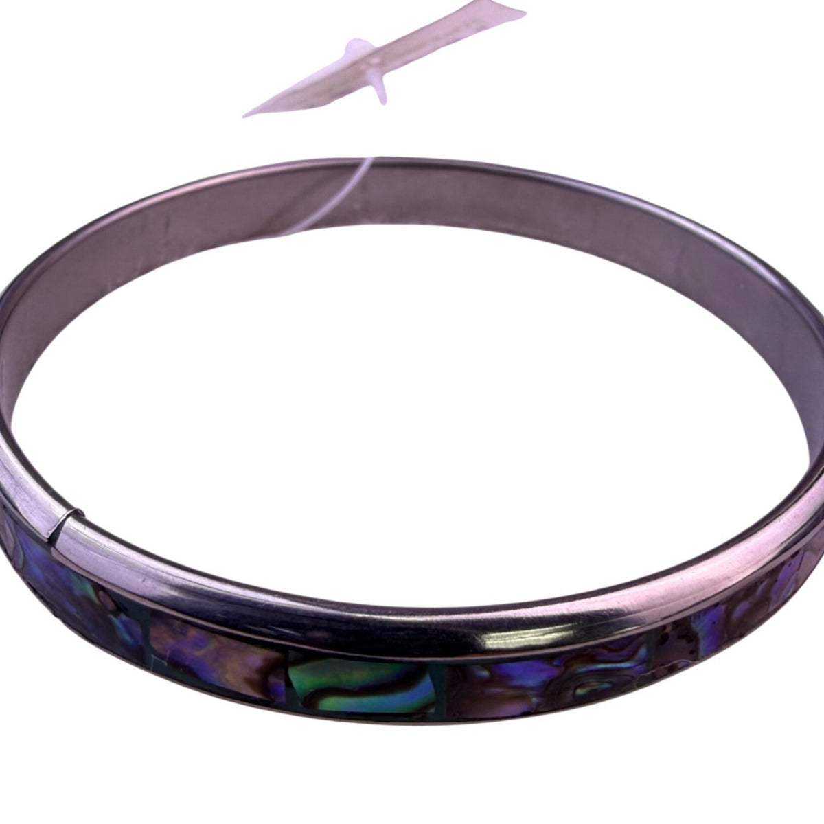 Balikbayan Womens Silver Tone Paua Shell Bangle Bracelet Handcrafte