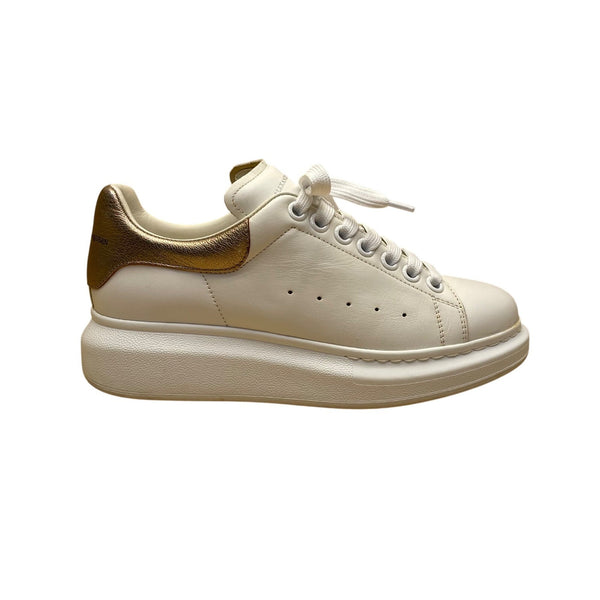 Alexander McQueen Women’s White & Gold Leather Platform Sneaker Size 7US