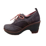 Jambu Women’s Brown Leather With Brogue Design Lace-Up Sport Wedge Boots Size 6M