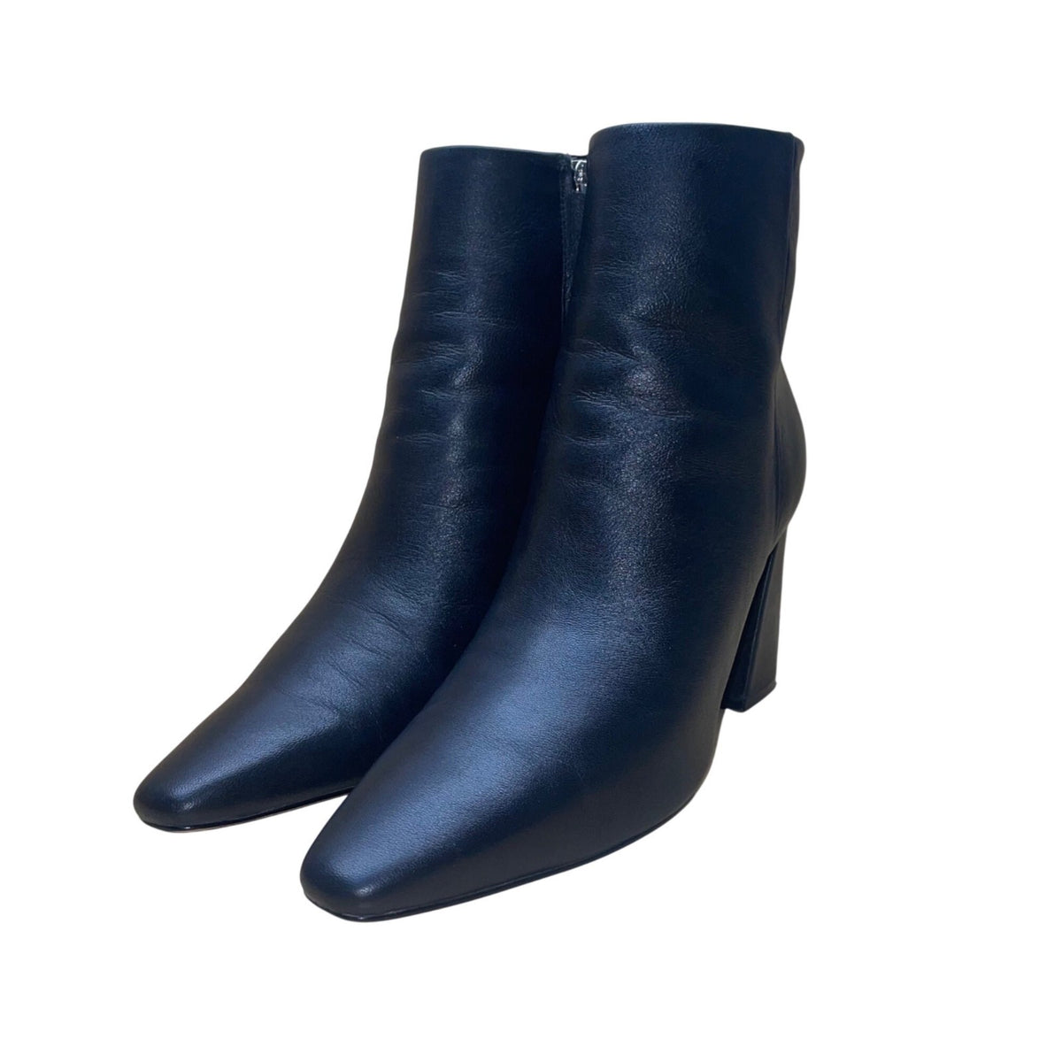 Marc Fisher Women’s Black Leather Block Heel Mlyanara Ankle Booties Size 8.5M