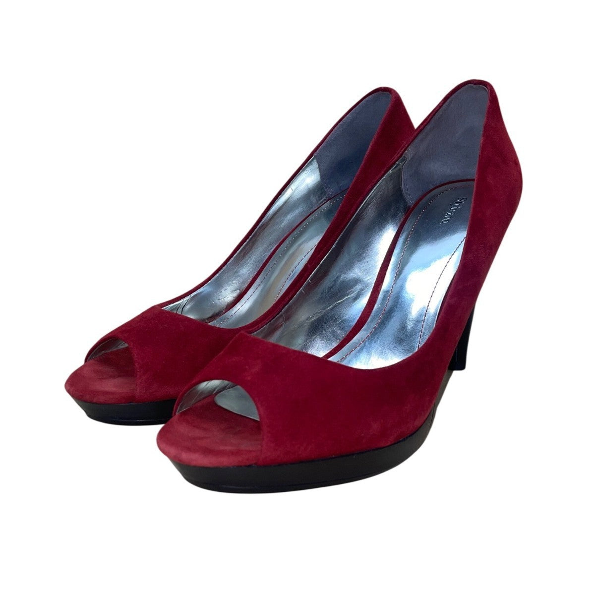 Style & Co Women’s Red Brick Suede Peep-Toe Celine Platform Pumps Size 10M