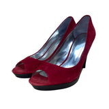 Style & Co Women’s Red Brick Suede Peep-Toe Celine Platform Pumps Size 10M