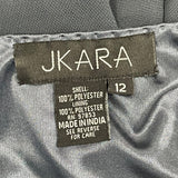 Jkara Women’s Navy Blue Beaded Sleeveless Evening Gown With Sheer Jacket Sz 12