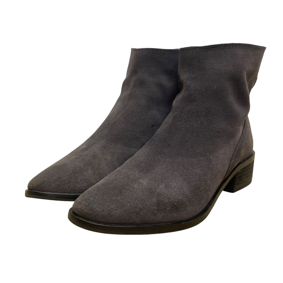 Vita Women’s Gray Suede With Back Zipper Block Heel Ankle Boots Size 8