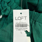 Loft Womens Green Cotton Short-Sleeve Embroidered Dress W/ Waist Tie Size L