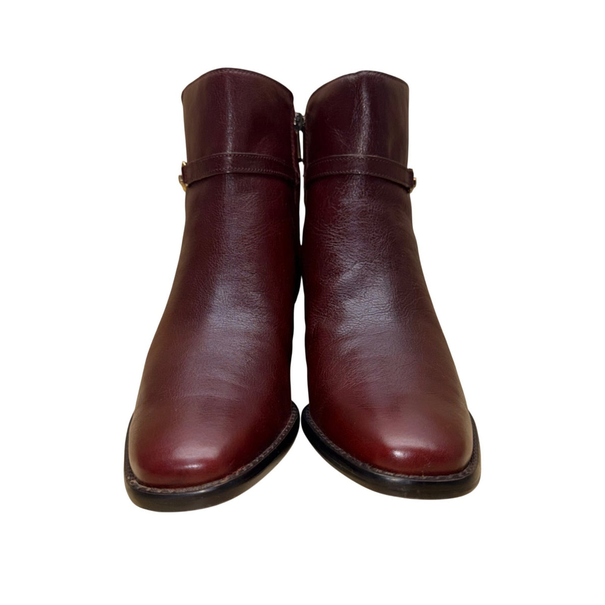 Sam Edelman Women’s Burgundy Leather Gold Hardware Brawley Ankle Boots Size 8.5M