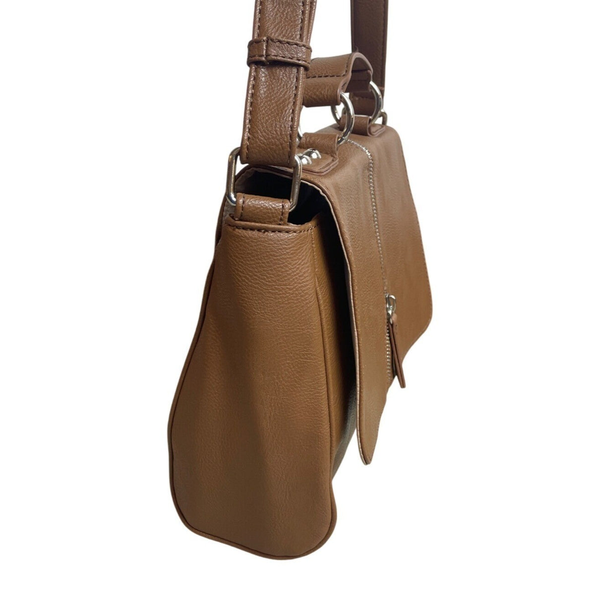 Nine West Women's Brown Leather Foldover Crossbody Purse Sz M