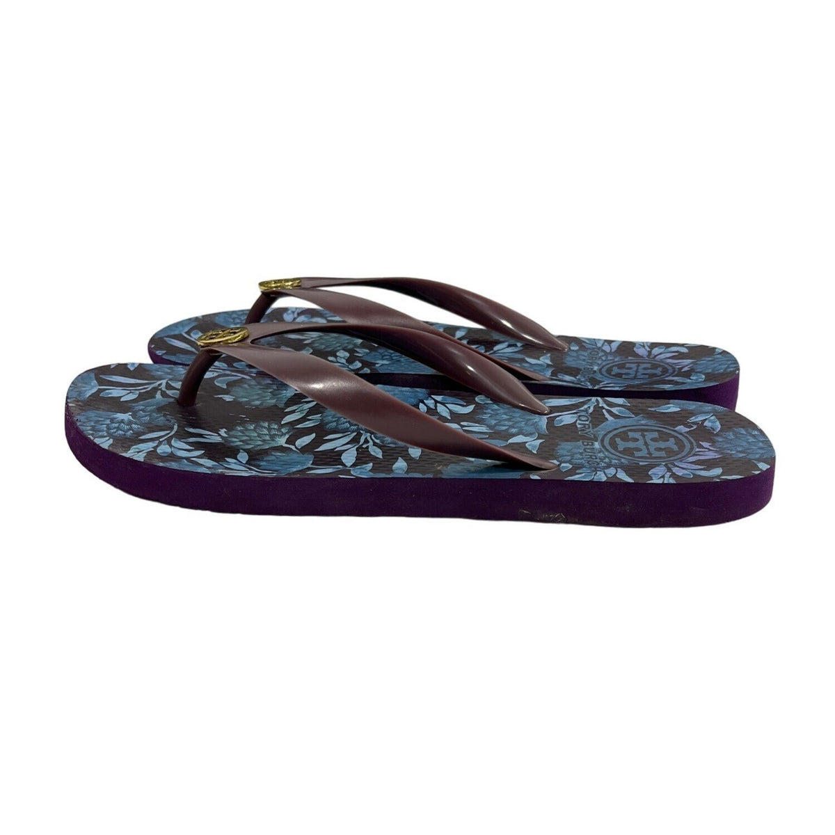Tory Burch Women's Purple Leaves Print Sandals Sz S