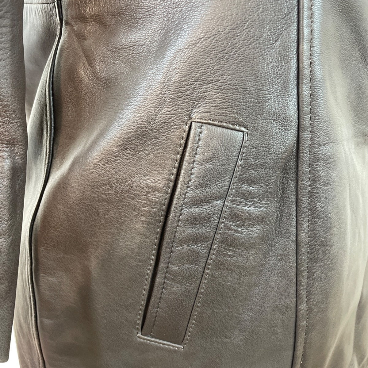 Womens Brown Leather Button-Up Trench Coat With Faux Fur Lining