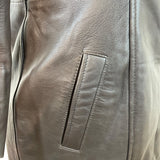 Womens Brown Leather Button-Up Trench Coat With Faux Fur Lining