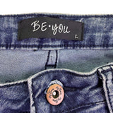 Be You Womens Blue Denim Embellished Distressed Skinny Jeans Size L