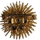 Sarah Coventry Womens Gold Tone Metal Starburst Brooch With Black Crystal Accent