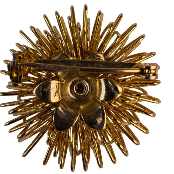 Sarah Coventry Womens Gold Tone Metal Starburst Brooch With Black Crystal Accent