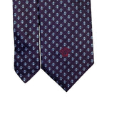 Mens Purple Silk Geometric Pattern Tie With Medusa Logo