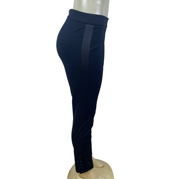 Bisou bisou Black Stretch Women’s Skinny Pants Leather Knee Accents Sz 12