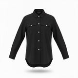 Truth Women Black Faux Leather Button-Down Shirt With Pockets Sz Small 
