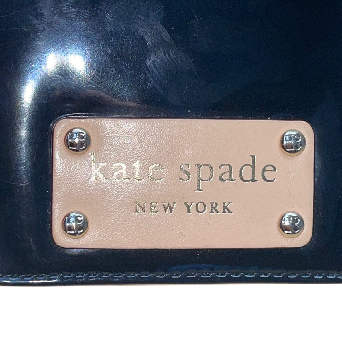 Kate Spade Women’s Black Patent Leather Newsprint Interior Wallet/ Passport Case