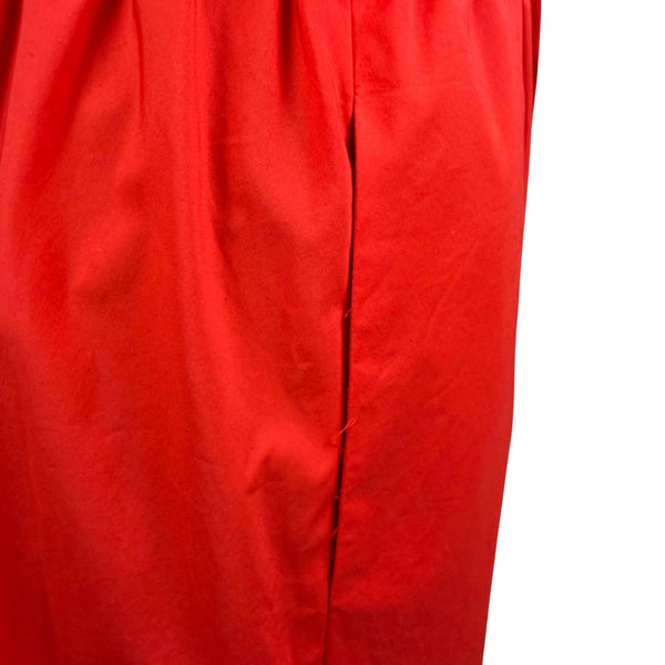 Lauren Ralph Lauren Womens Red Button-Up Puff Sleeve Midi Dress Sz 12 - New
