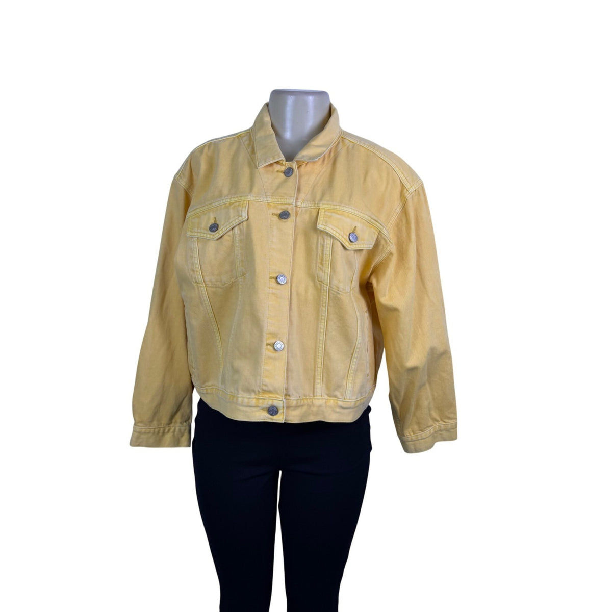 Gap Womens Yellow Denim Jacket Full Button FrontCotton Casual Sz XXL