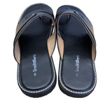 Sreeleathers Black Leather Cushioned Soles Open-Toe Chappal Sandals Sz 10US