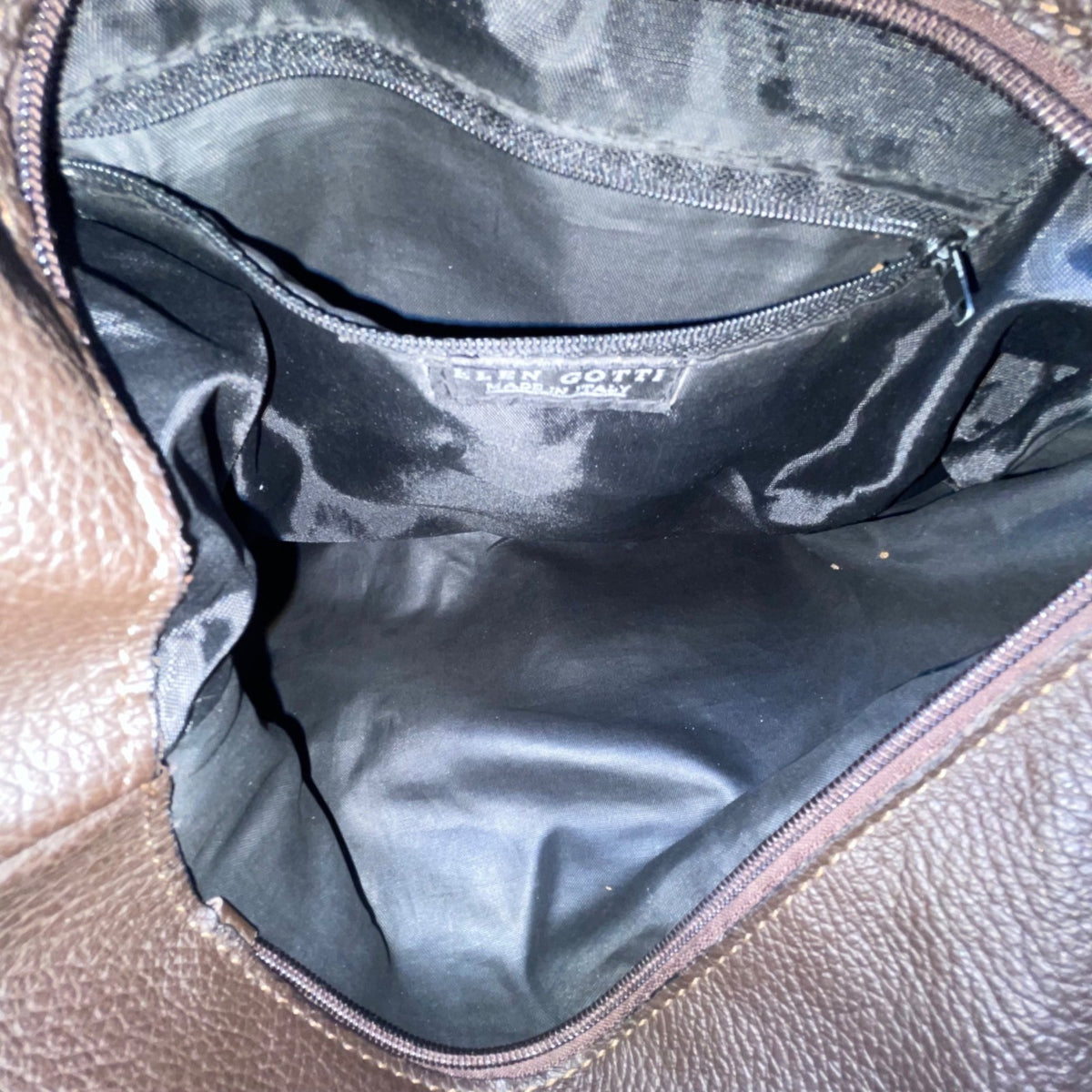 Elen Gotti Women’s Brown Leather Silver Hardware Hobo Shoulder Bag