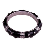 Sterling Silver Womens Black Enamel & Cubic Zirconia Ring Size 8.5